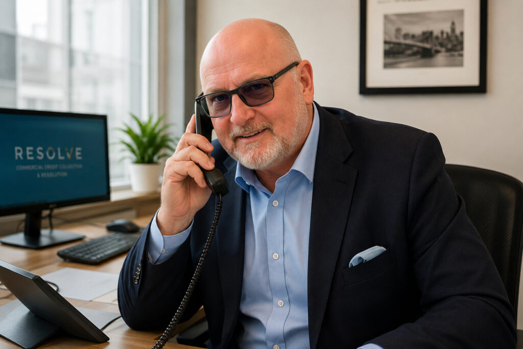 Stuart Delmonte speaking to a debtor by telephone